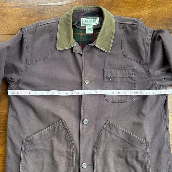 Vintage L.L. Bean Brown Canvas Field Coat Jacket Wool Plaid Lined Men's XL - Picture 8 of 15